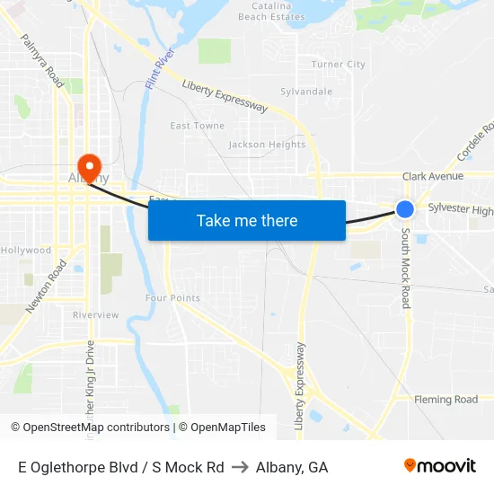 E Oglethorpe Blvd / S Mock Rd to Albany, GA map