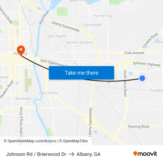Johnson Rd / Brierwood Dr to Albany, GA map