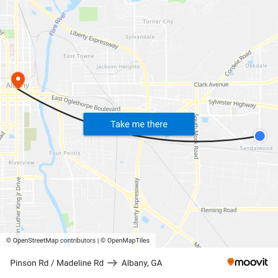 Pinson Rd / Madeline Rd to Albany, GA map