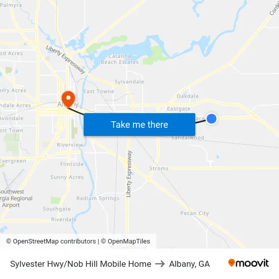Sylvester Hwy/Nob Hill Mobile Home to Albany, GA map