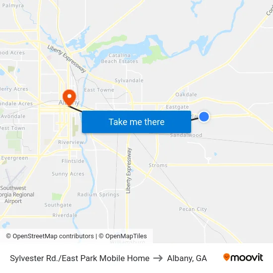 Sylvester Rd./East Park Mobile Home to Albany, GA map
