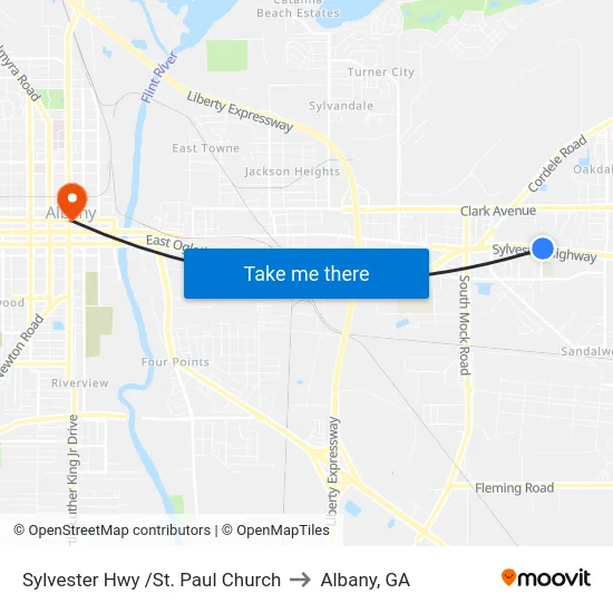 Sylvester Hwy /St. Paul Church to Albany, GA map