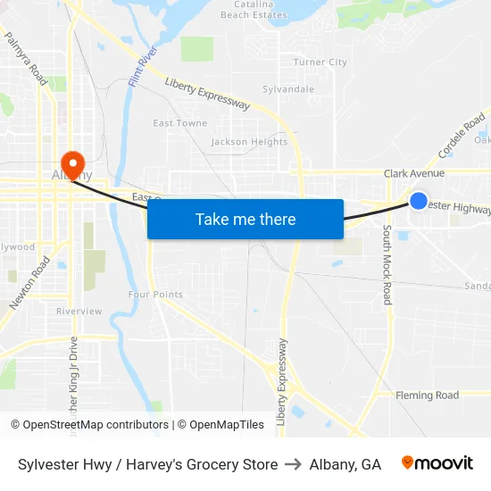 Sylvester Hwy / Harvey's Grocery Store to Albany, GA map