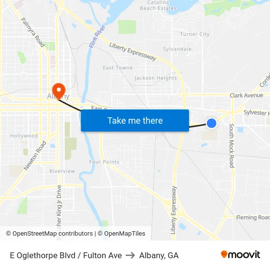 E Oglethorpe Blvd / Fulton Ave to Albany, GA map