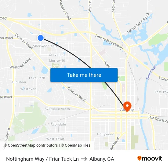 Nottingham Way / Friar Tuck Ln to Albany, GA map