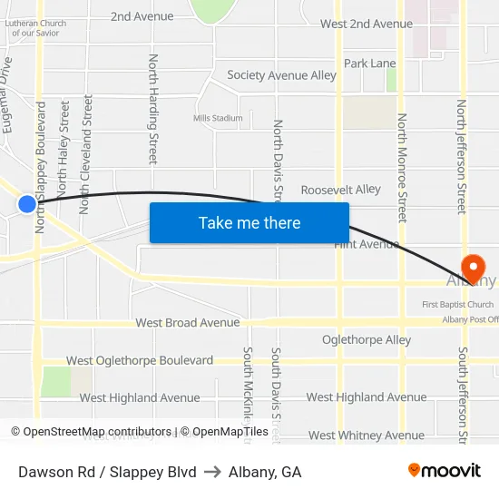Dawson Rd / Slappey Blvd to Albany, GA map