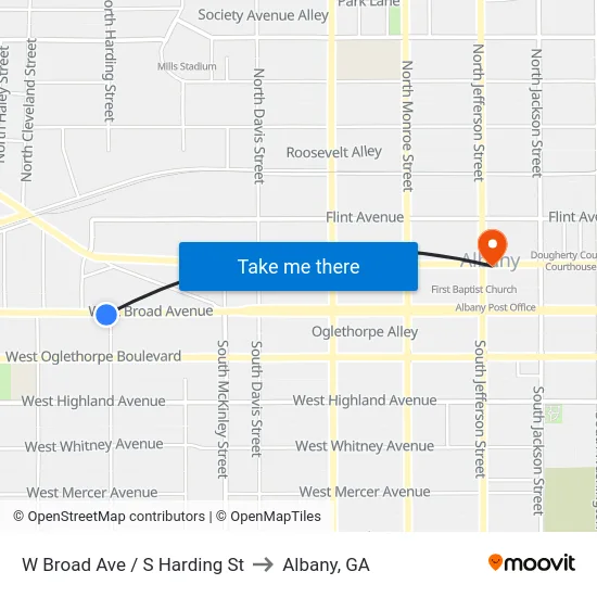 W Broad Ave / S Harding St to Albany, GA map