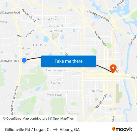 Gillionville Rd / Logan Ct to Albany, GA map