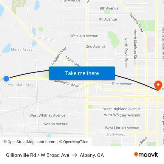 Gillionville Rd / W Broad Ave to Albany, GA map