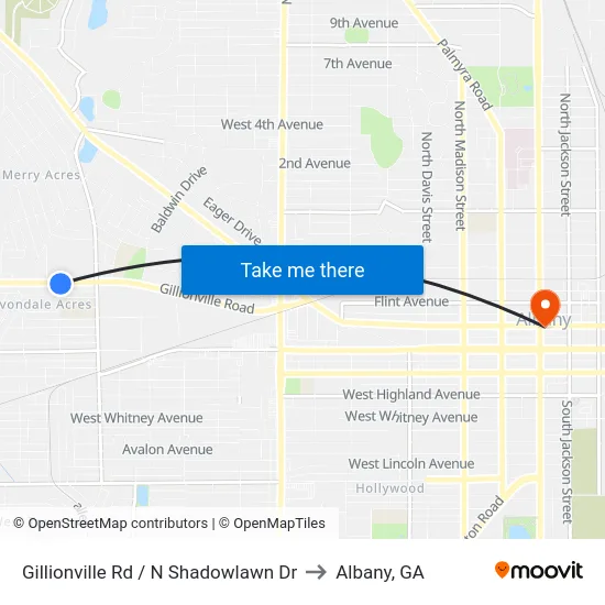 Gillionville Rd / N Shadowlawn Dr to Albany, GA map