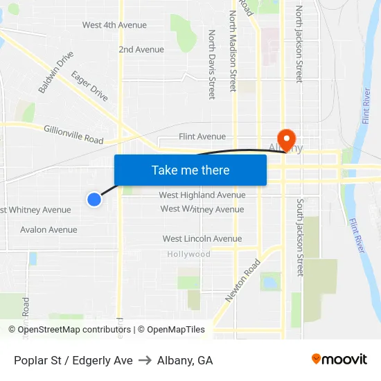 Poplar St / Edgerly Ave to Albany, GA map
