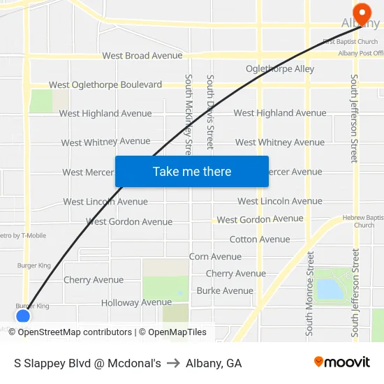 S Slappey Blvd @ Mcdonal's to Albany, GA map
