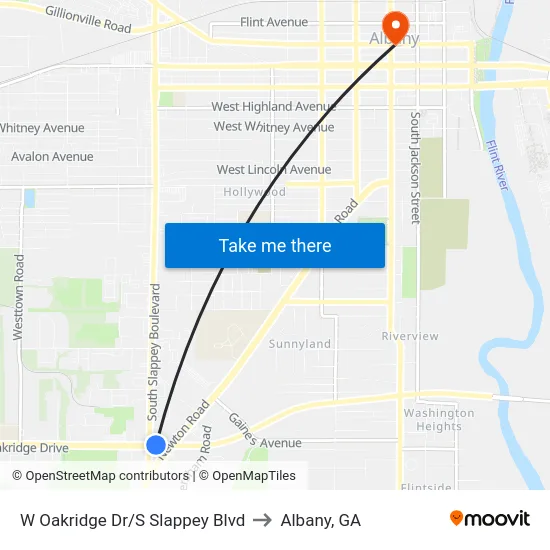 W Oakridge Dr/S Slappey Blvd to Albany, GA map