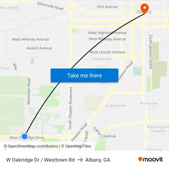 W Oakridge Dr / Westtown Rd to Albany, GA map