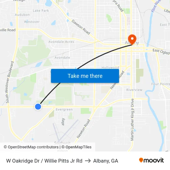W Oakridge Dr / Willie Pitts Jr Rd to Albany, GA map