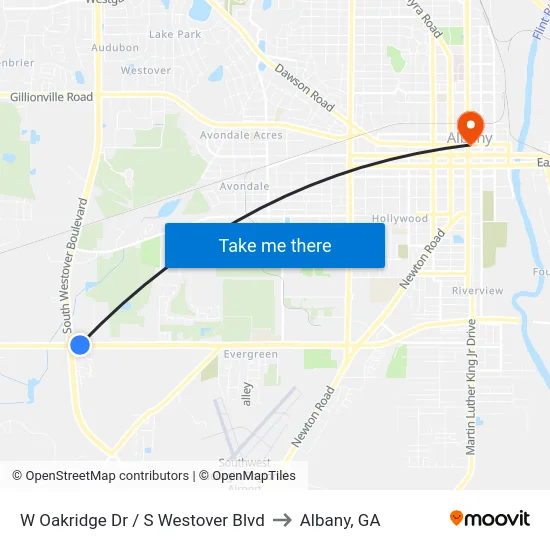 W Oakridge Dr / S Westover Blvd to Albany, GA map