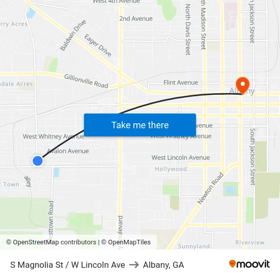S Magnolia St / W Lincoln Ave to Albany, GA map