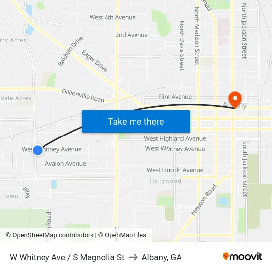 W Whitney Ave / S Magnolia St to Albany, GA map
