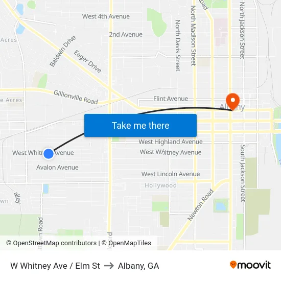 W Whitney Ave / Elm St to Albany, GA map