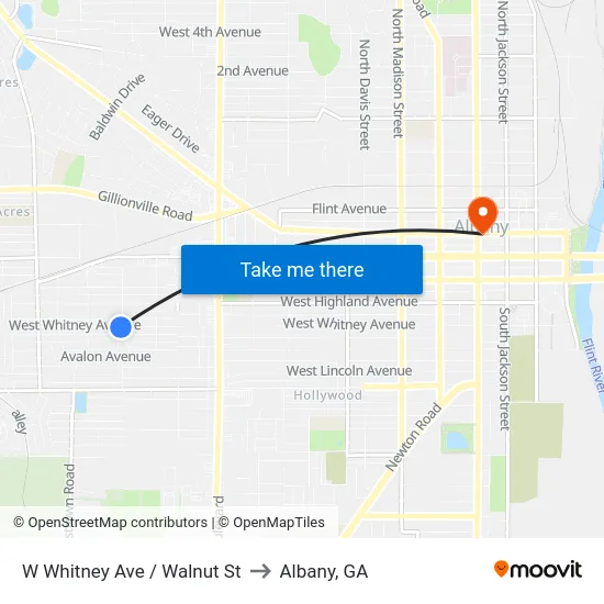 W Whitney Ave / Walnut St to Albany, GA map