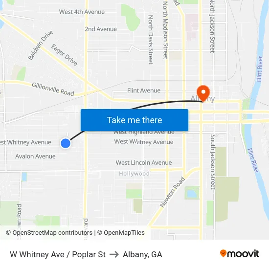 W Whitney Ave / Poplar St to Albany, GA map