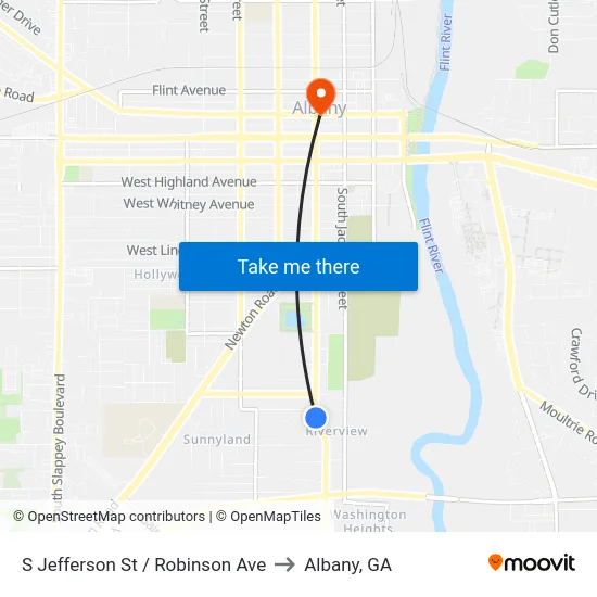 S Jefferson St / Robinson Ave to Albany, GA map