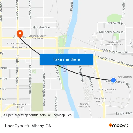 Hper Gym to Albany, GA map