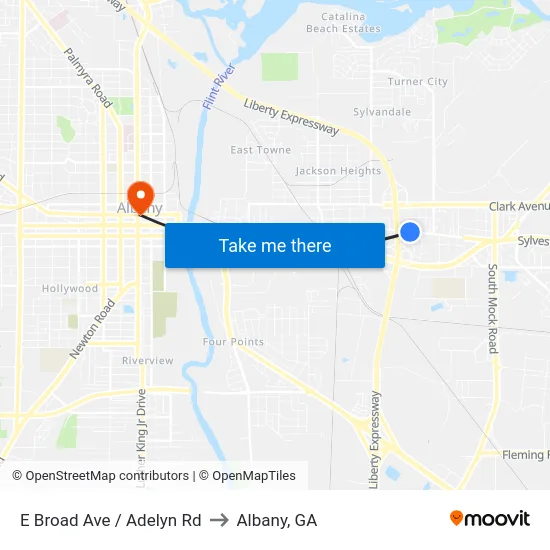E Broad Ave / Adelyn Rd to Albany, GA map