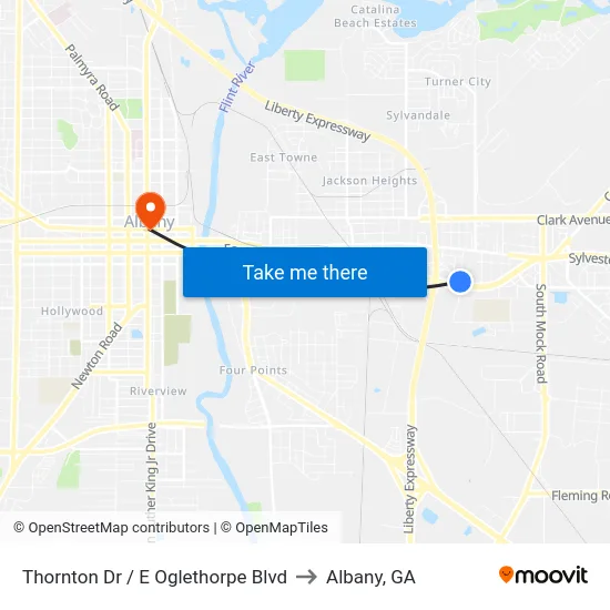 Thornton Dr / E Oglethorpe Blvd to Albany, GA map