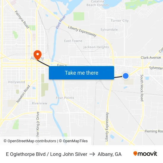E Oglethorpe Blvd / Long John Silver to Albany, GA map