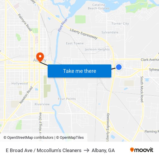 E Broad Ave / Mccollum's Cleaners to Albany, GA map