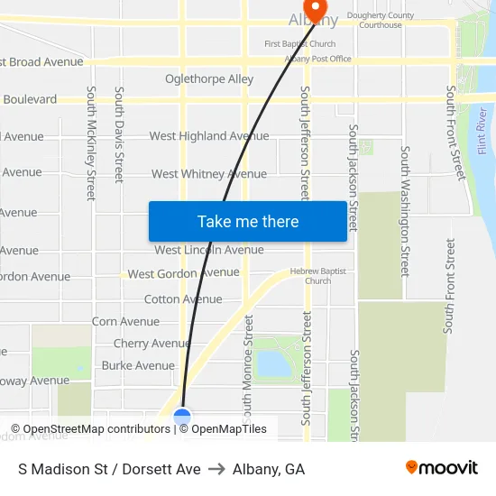 S Madison St / Dorsett Ave to Albany, GA map