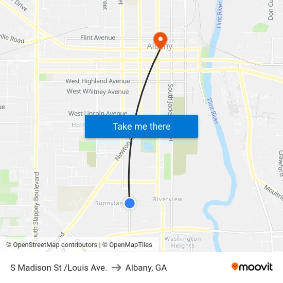 S Madison St /Louis Ave. to Albany, GA map
