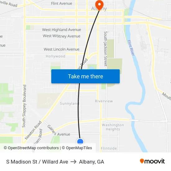 S Madison St / Willard Ave to Albany, GA map