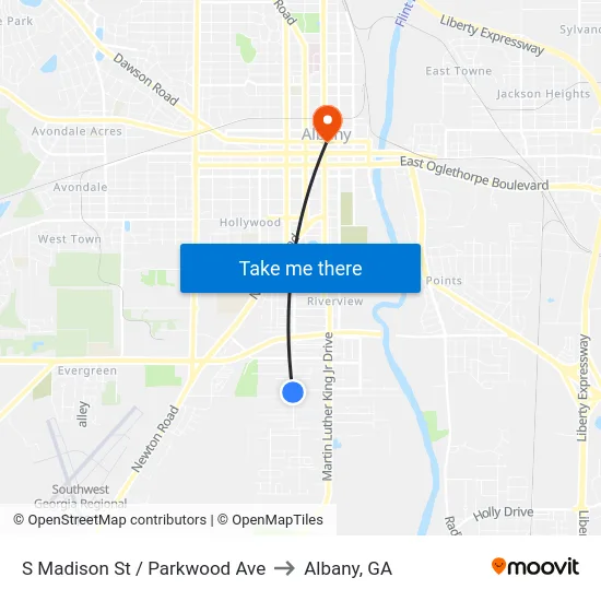 S Madison St / Parkwood Ave to Albany, GA map