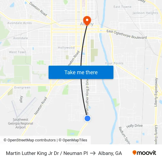 Martin Luther King Jr Dr / Neuman Pl to Albany, GA map