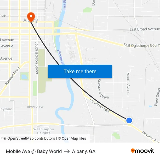 Mobile Ave @ Baby World to Albany, GA map