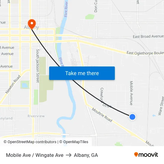 Mobile Ave / Wingate Ave to Albany, GA map