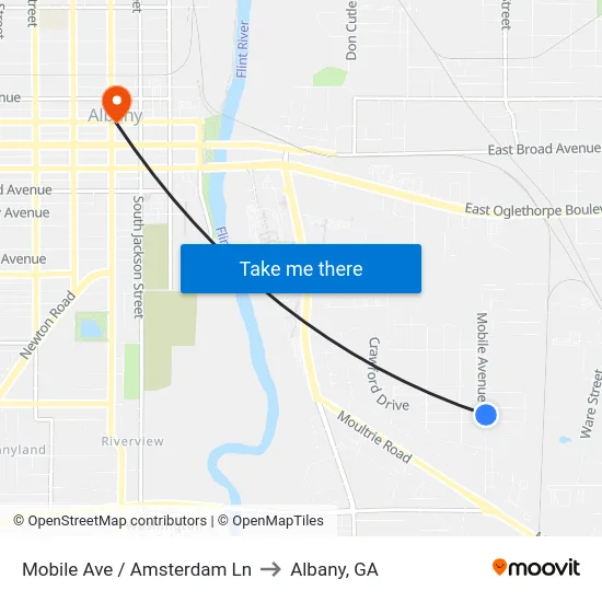 Mobile Ave / Amsterdam Ln to Albany, GA map