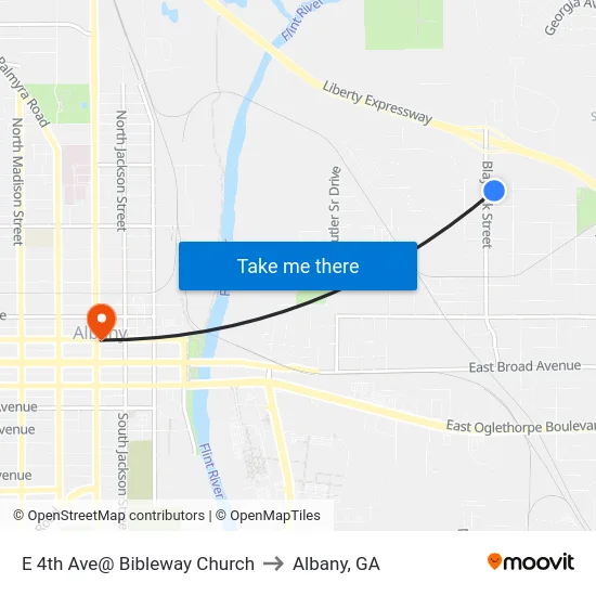 E 4th Ave@ Bibleway Church to Albany, GA map