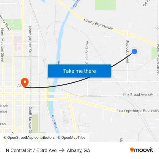 N Central St / E 3rd Ave to Albany, GA map