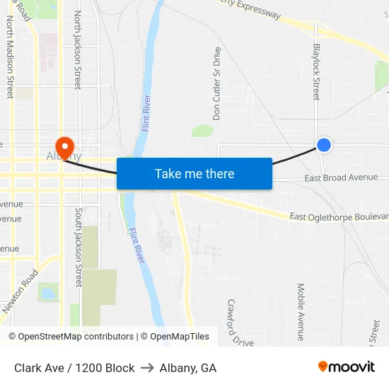 Clark Ave / 1200 Block to Albany, GA map