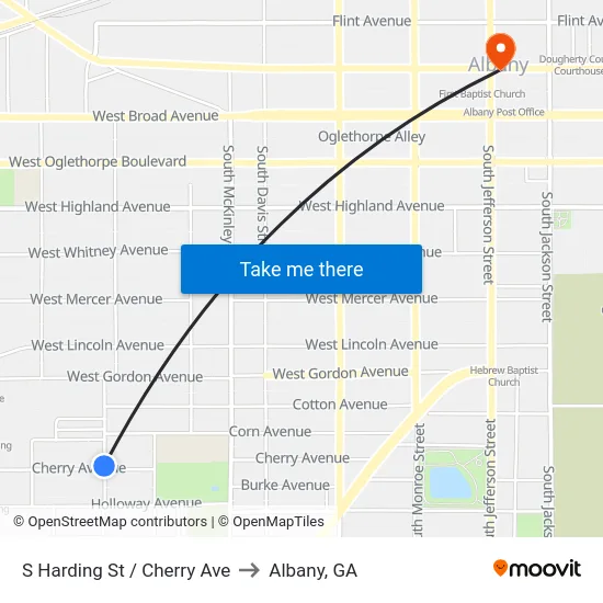 S Harding St / Cherry Ave to Albany, GA map