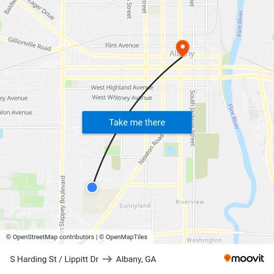 S Harding St / Lippitt Dr to Albany, GA map