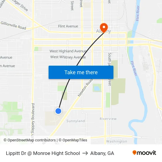 Lippitt Dr @ Monroe Hight School to Albany, GA map