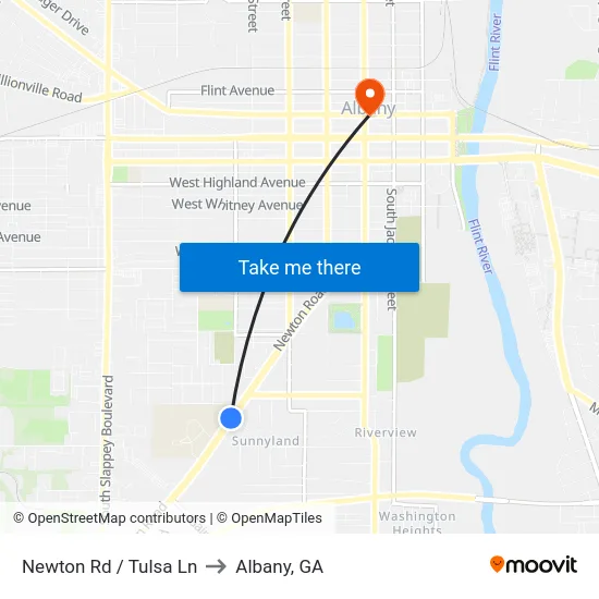 Newton Rd / Tulsa Ln to Albany, GA map