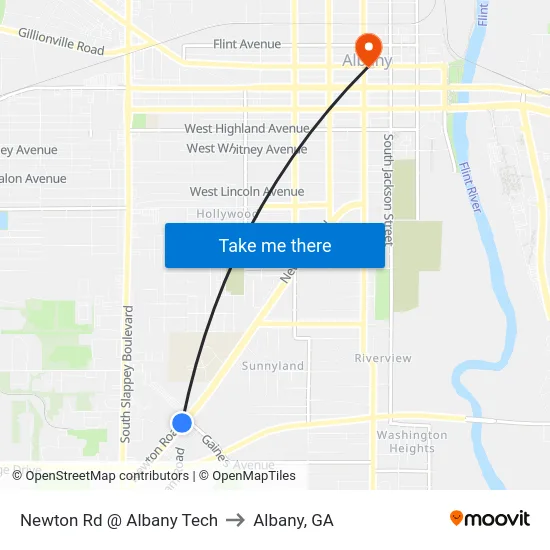 Newton Rd @ Albany Tech to Albany, GA map