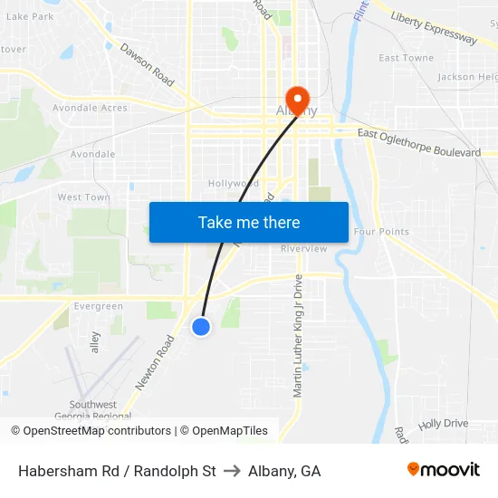 Habersham Rd / Randolph St to Albany, GA map
