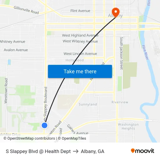 S Slappey Blvd @ Health Dept to Albany, GA map