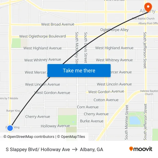 S Slappey Blvd/ Holloway Ave to Albany, GA map